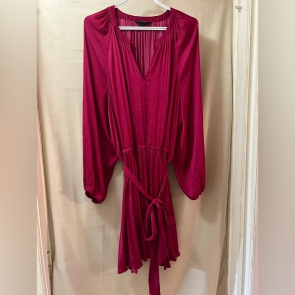 🔴 Simply Vera pink pleated belted long sleeve midi dress size Xxl - Picture 1 of 8